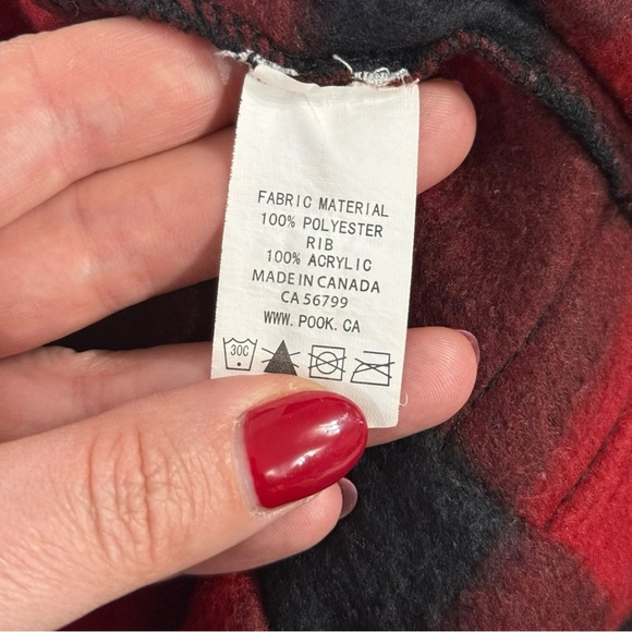 Pook Onesie Size Medium Unisex Red Plaid Hooded One Piece Pajama Cabin - Picture 5 of 6